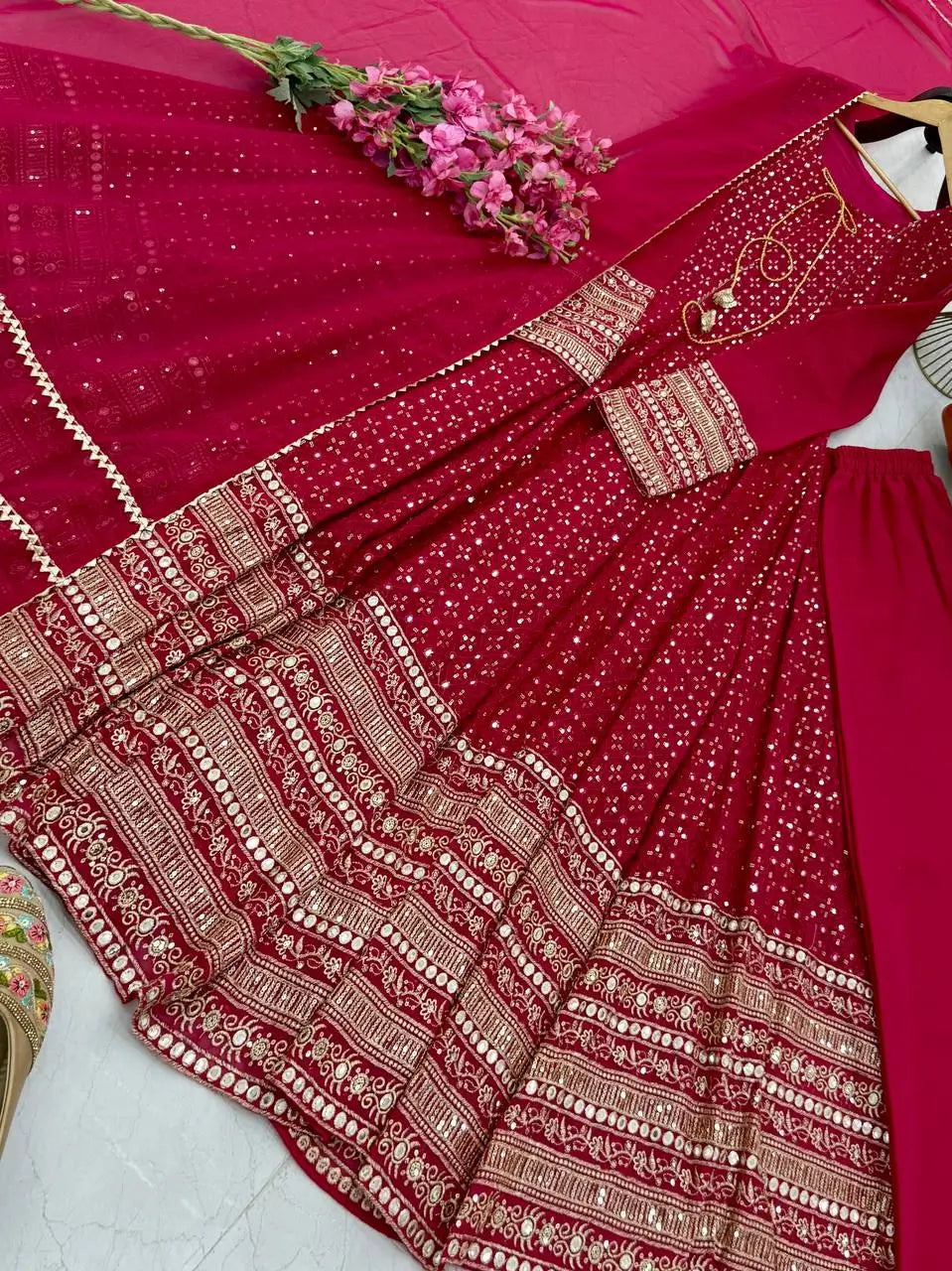 Premium Fox Georgette Anarkali with Pant & Dupatta