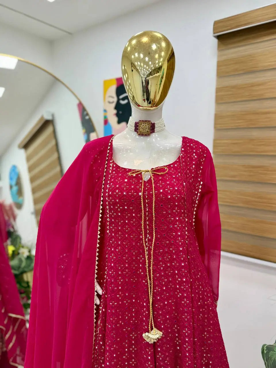 Premium Fox Georgette Anarkali with Pant & Dupatta
