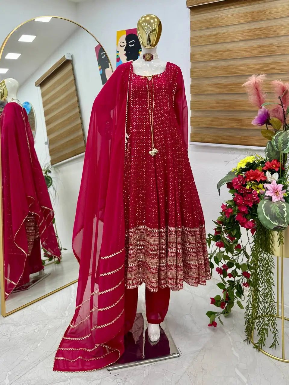 Premium Fox Georgette Anarkali with Pant & Dupatta