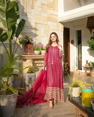 Premium Fox Georgette Anarkali with Pant & Dupatta