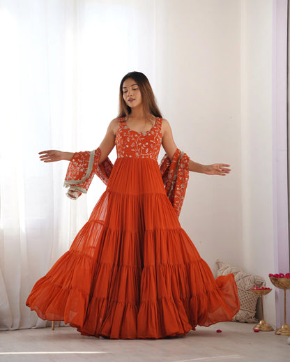 Premium Fox Georgette Embroidered Anarkali Set with Dupatta