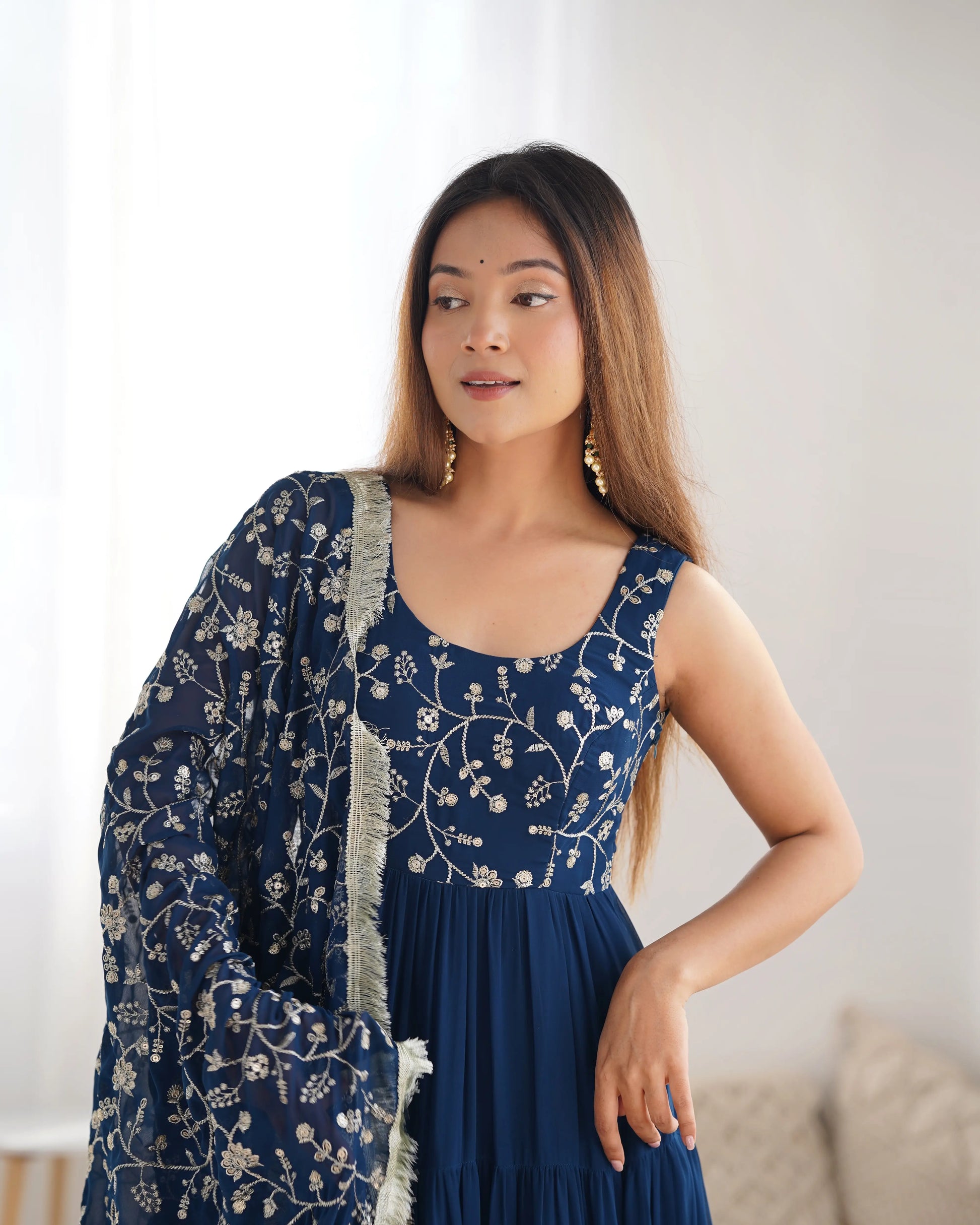 Premium Fox Georgette Embroidered Anarkali Set with Dupatta