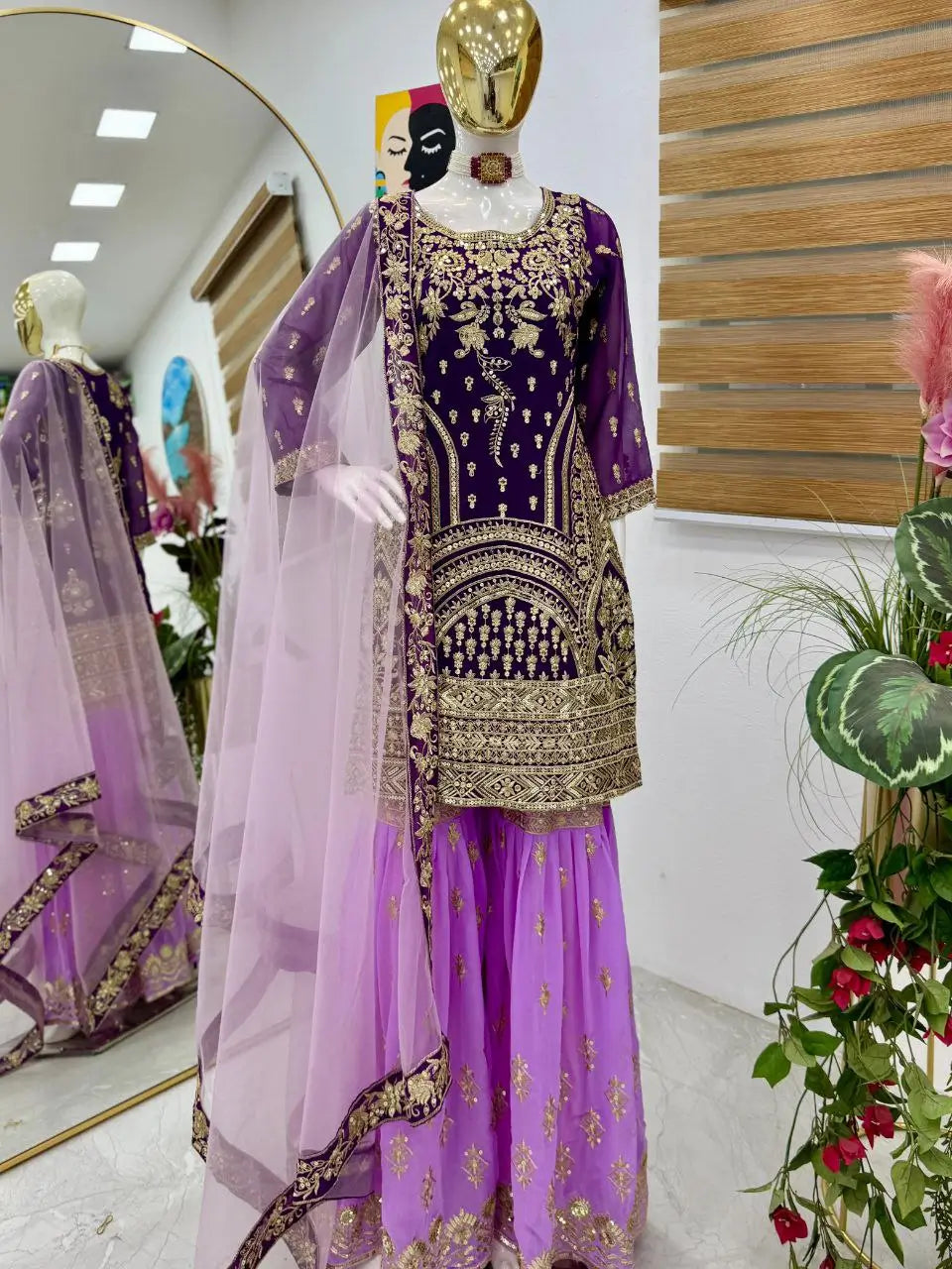 Premium Fox Georgette Embroidered Palazzo Suit with Dupatta