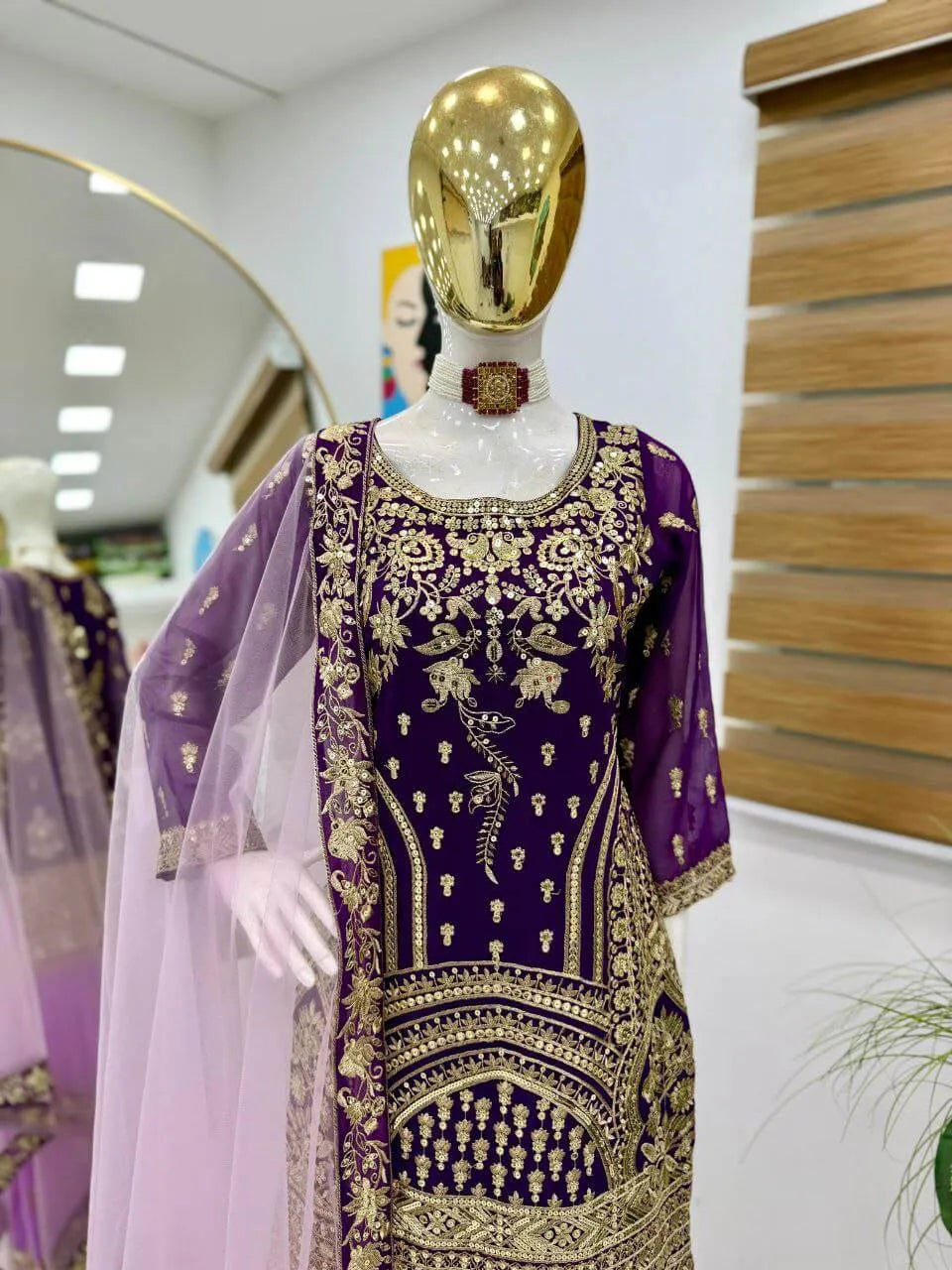 Premium Fox Georgette Embroidered Palazzo Suit with Dupatta