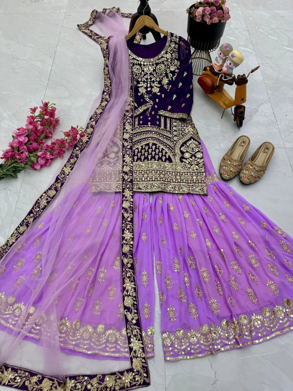 Premium Fox Georgette Embroidered Palazzo Suit with Dupatta