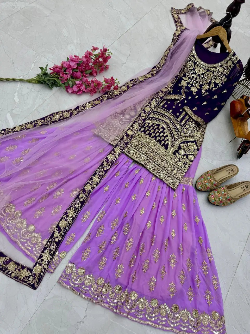 Premium Fox Georgette Embroidered Palazzo Suit with Dupatta