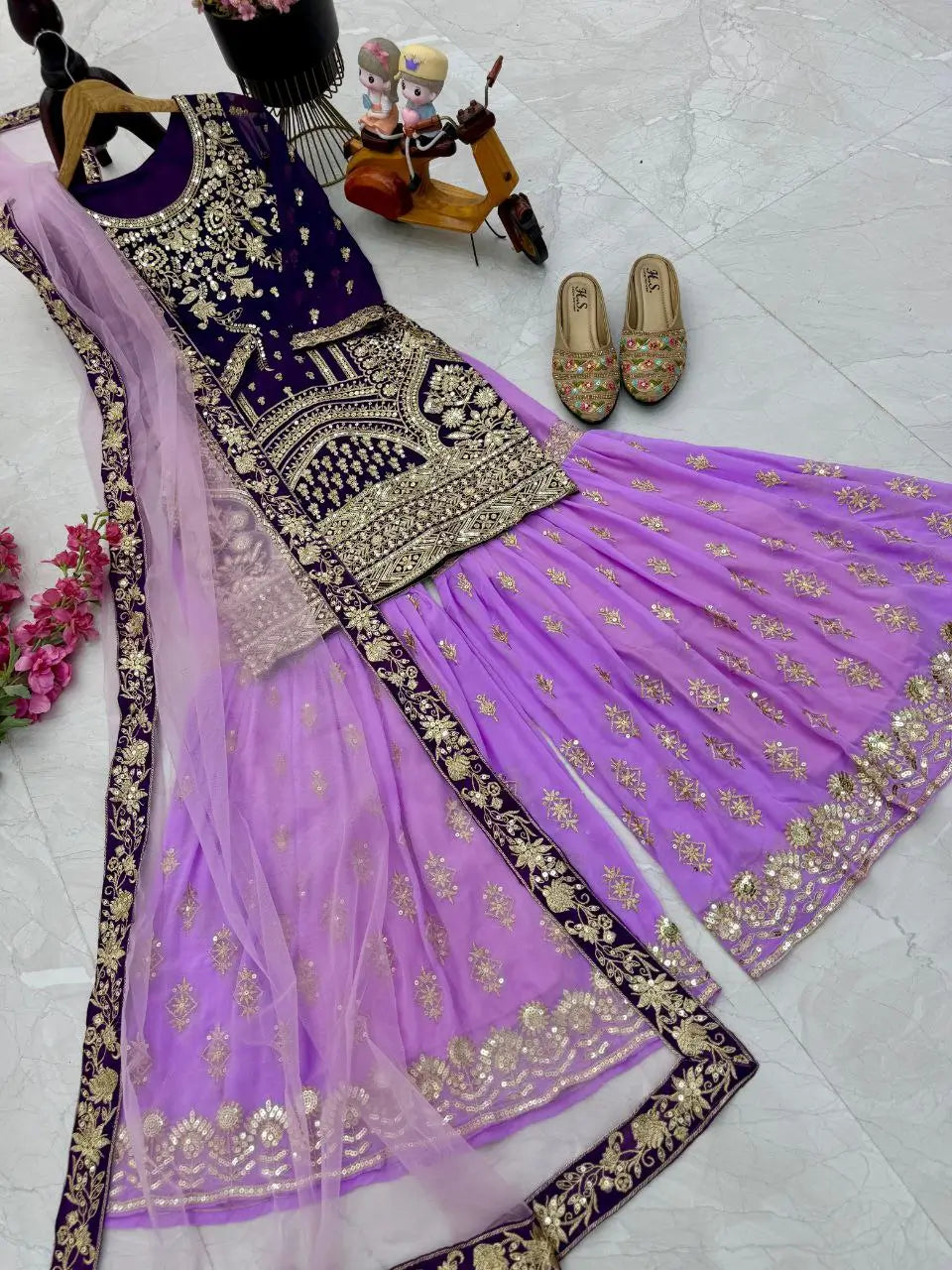 Premium Fox Georgette Embroidered Palazzo Suit with Dupatta