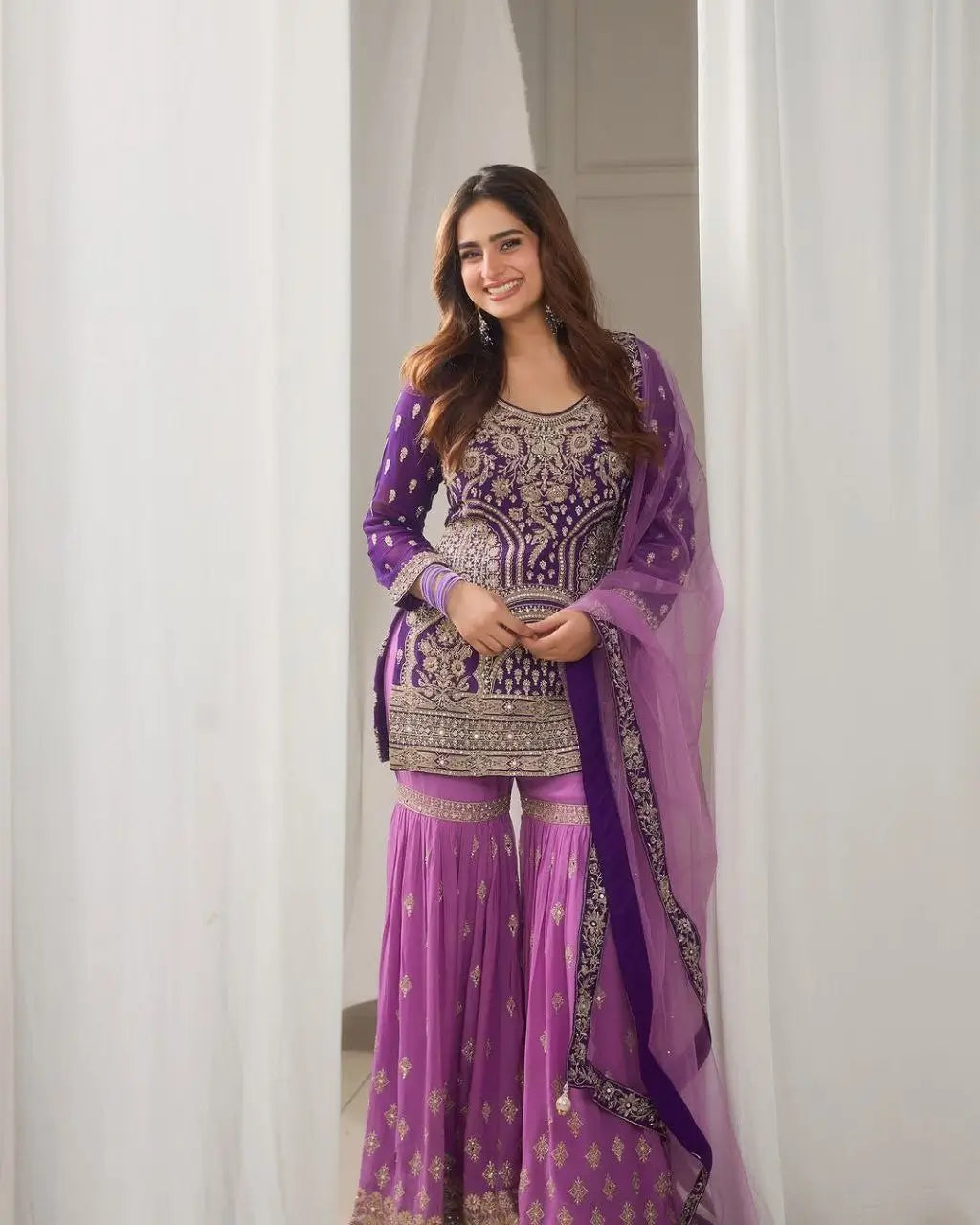 Premium Fox Georgette Embroidered Palazzo Suit with Dupatta