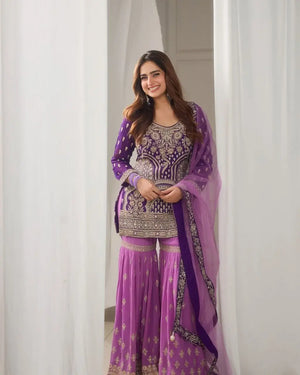 Premium Fox Georgette Embroidered Palazzo Suit with Dupatta