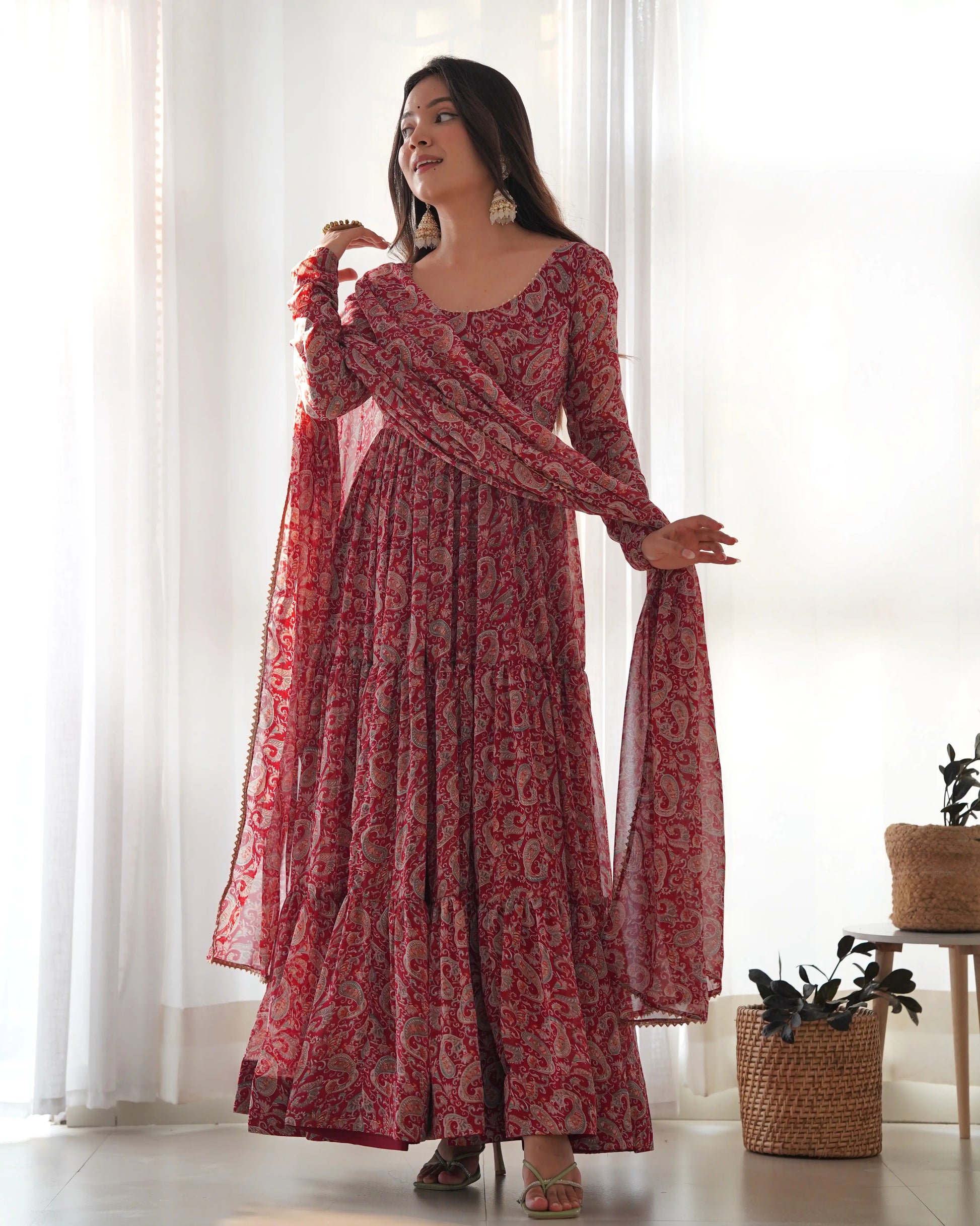 Premium Fox Georgette Kalamkari Anarkali Set with Dupatta
