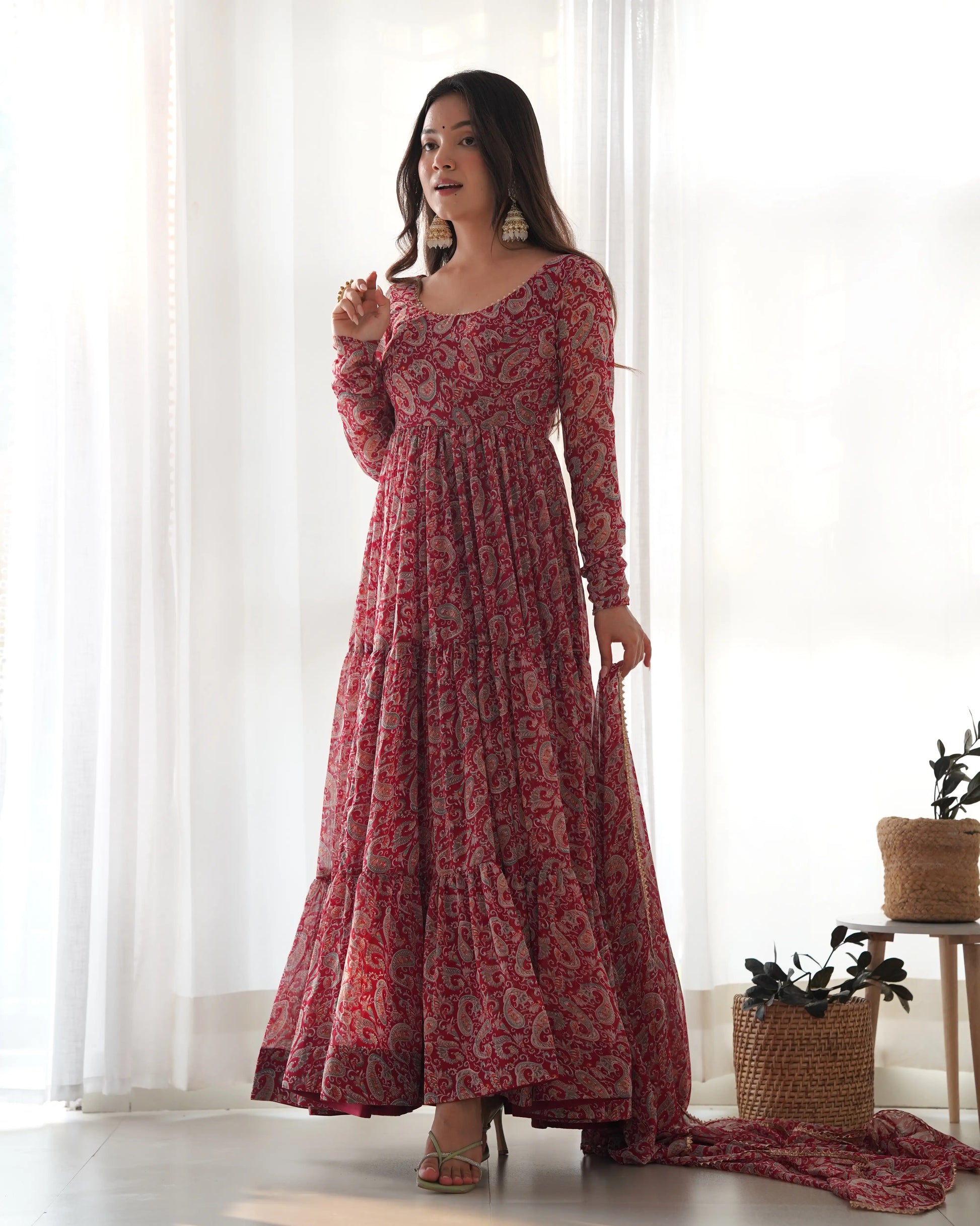 Premium Fox Georgette Kalamkari Anarkali Set with Dupatta