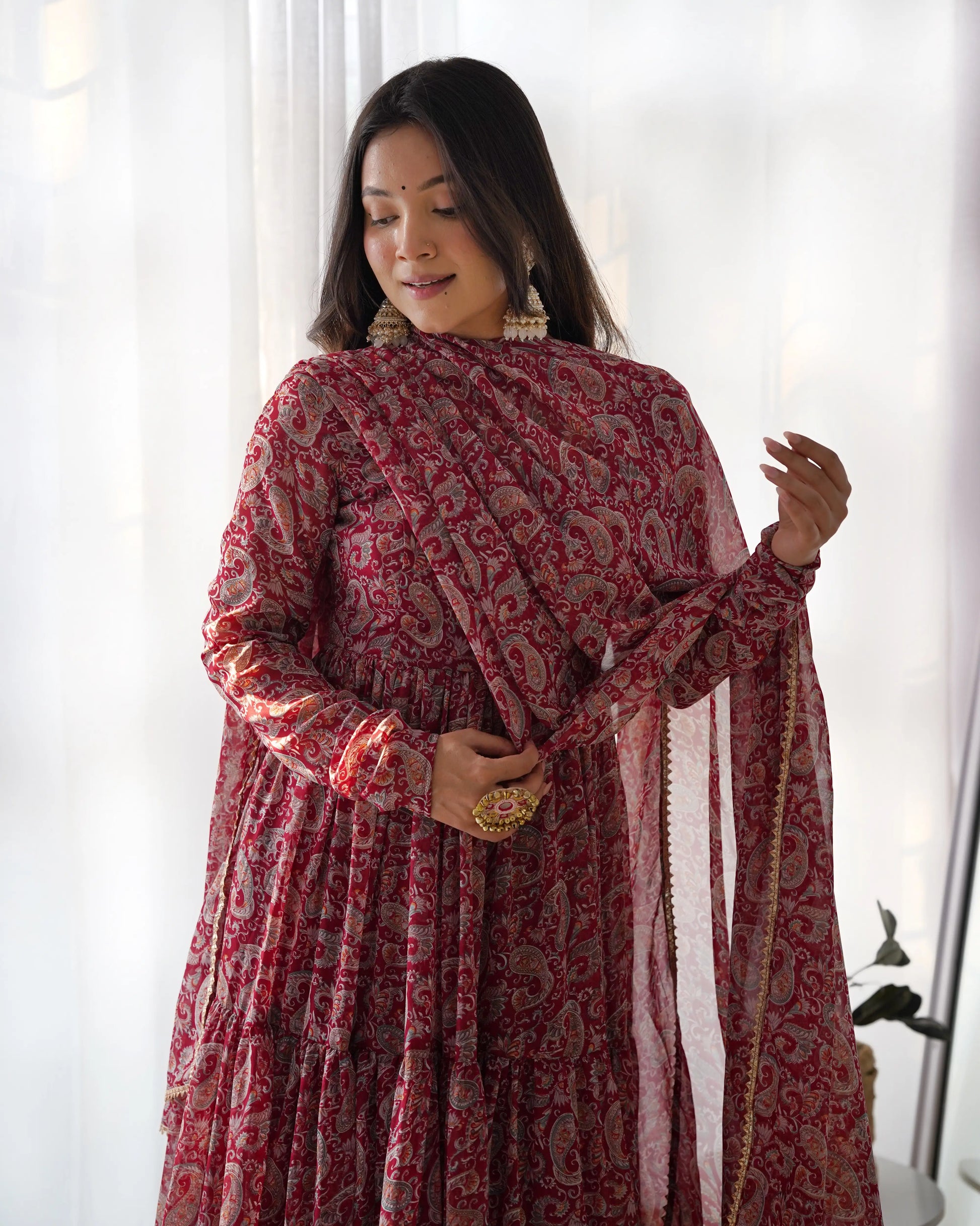 Premium Fox Georgette Kalamkari Anarkali Set with Dupatta
