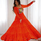 Premium Fox Georgette Laheriya Print Anarkali Gown with Gamthi Work
