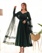 Premium Fox Georgette Lucknowi Sequence Work Anarkali Set with Ruffle Dupatta