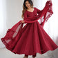 Premium Fox Georgette Lucknowi Sequence Work Anarkali Set with Ruffle Dupatta