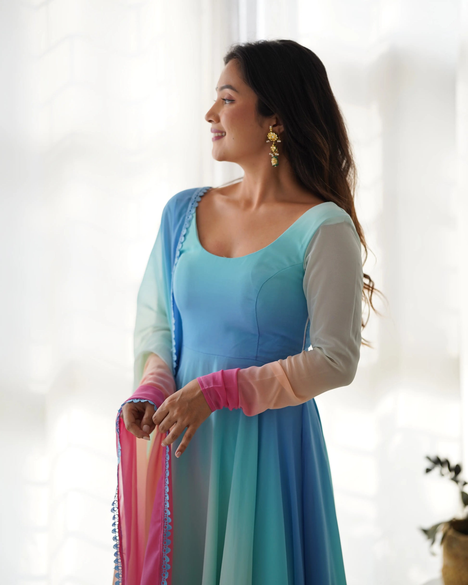 Premium Fox Georgette Pastel Anarkali Set with Dupatta