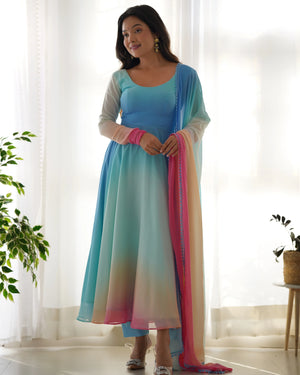 Premium Fox Georgette Pastel Anarkali Set with Dupatta