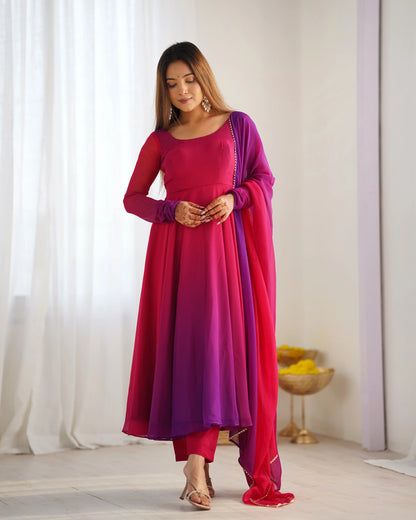 Premium Fox Georgette Pastel Anarkali Set with Dupatta