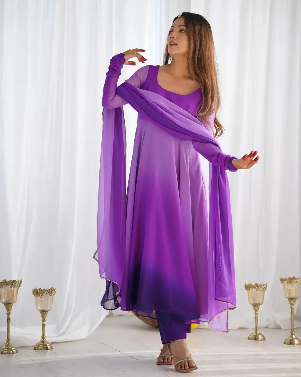 Premium Fox Georgette Pastel Anarkali Set with Dupatta