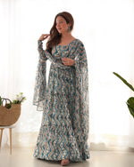 Premium Fox Georgette Zigzag Print Anarkali Set with Dupatta