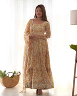 Premium Fox Georgette Zigzag Print Anarkali Set with Dupatta