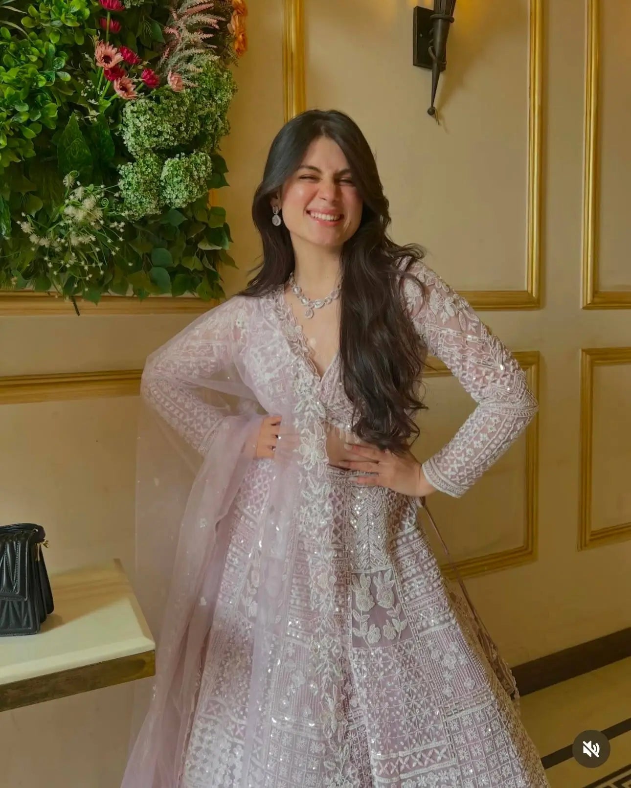 Premium Georgette Thread Paper Mirror Embroidered Lehenga Set