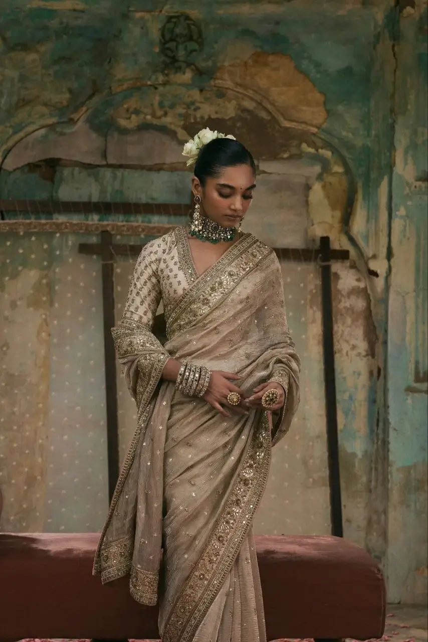 Premium Gold Crush Saree for Festive and Occasion Wear
