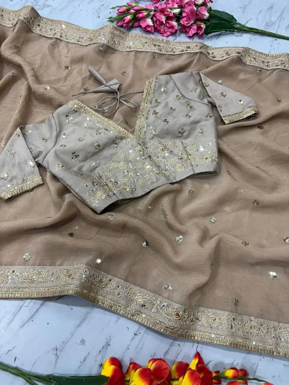 Premium Gold Crush Saree for Festive and Occasion Wear