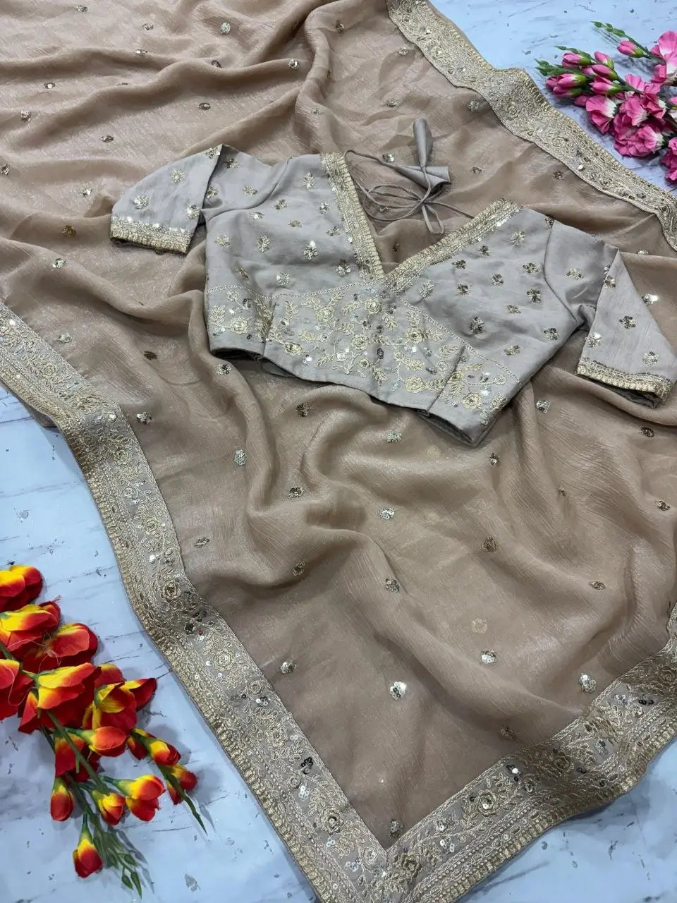 Premium Gold Crush Saree for Festive and Occasion Wear