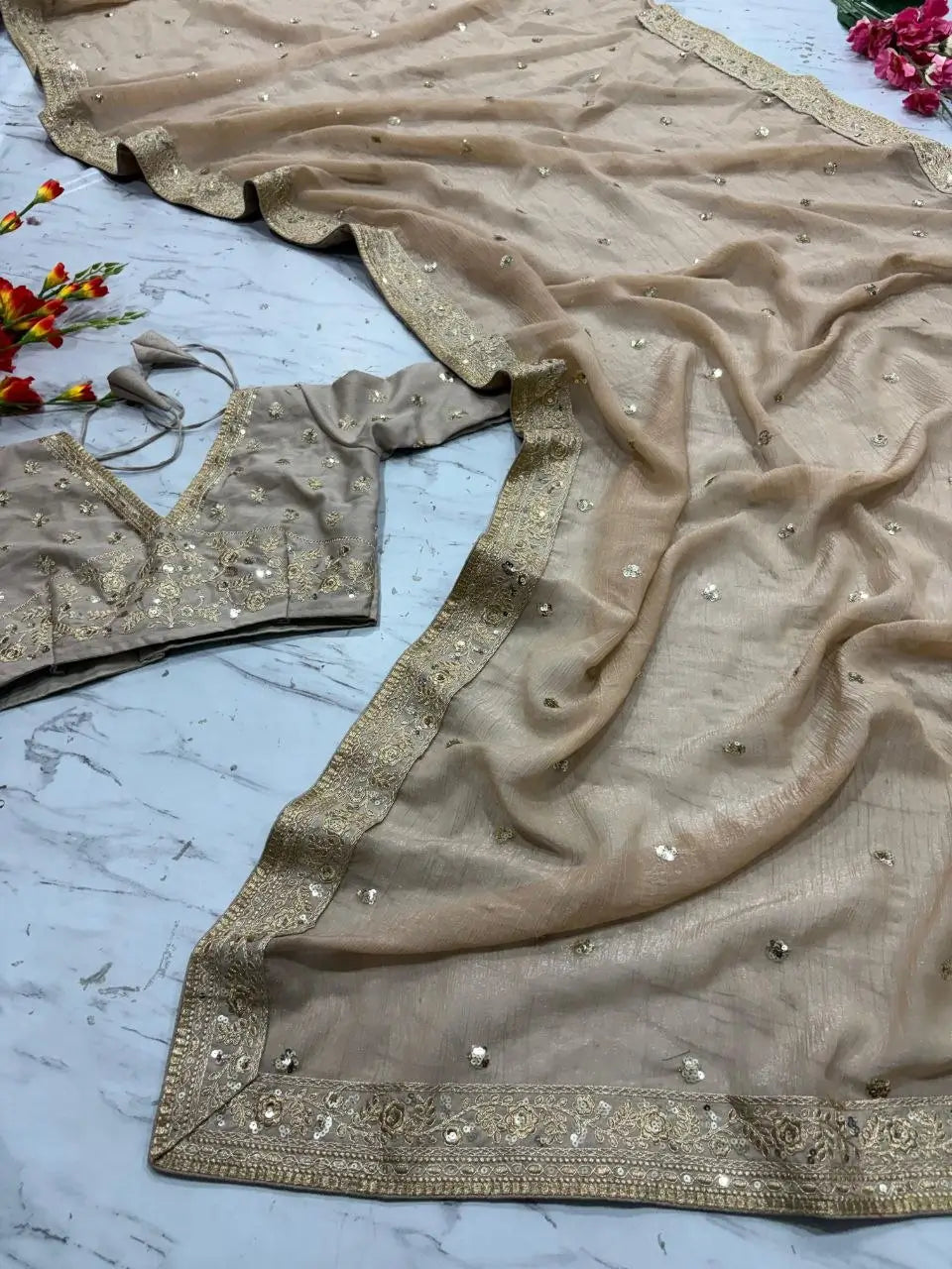 Premium Gold Crush Saree for Festive and Occasion Wear
