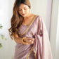 Premium Gold Crush Tissue Silk Pre-Draped Saree with Embroidered Blouse