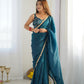 Premium Gold Crush Tissue Silk Pre-Draped Saree with Embroidered Blouse