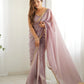 Premium Gold Crush Tissue Silk Pre-Draped Saree with Embroidered Blouse