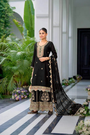 Premium Heavy Chinon Silk Sharara Set with Sequins Embroidery