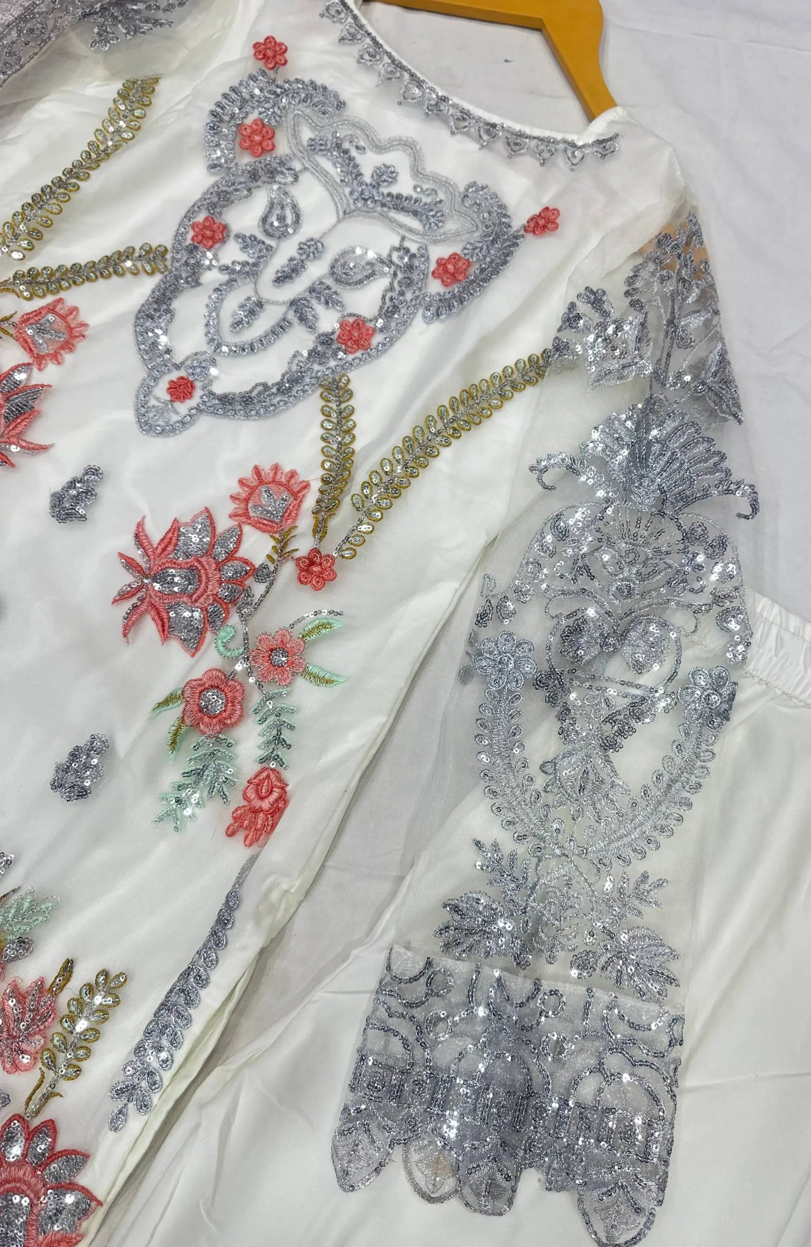 Premium Heavy Net Embroidered Kurti Set for Wedding and Festive Wear