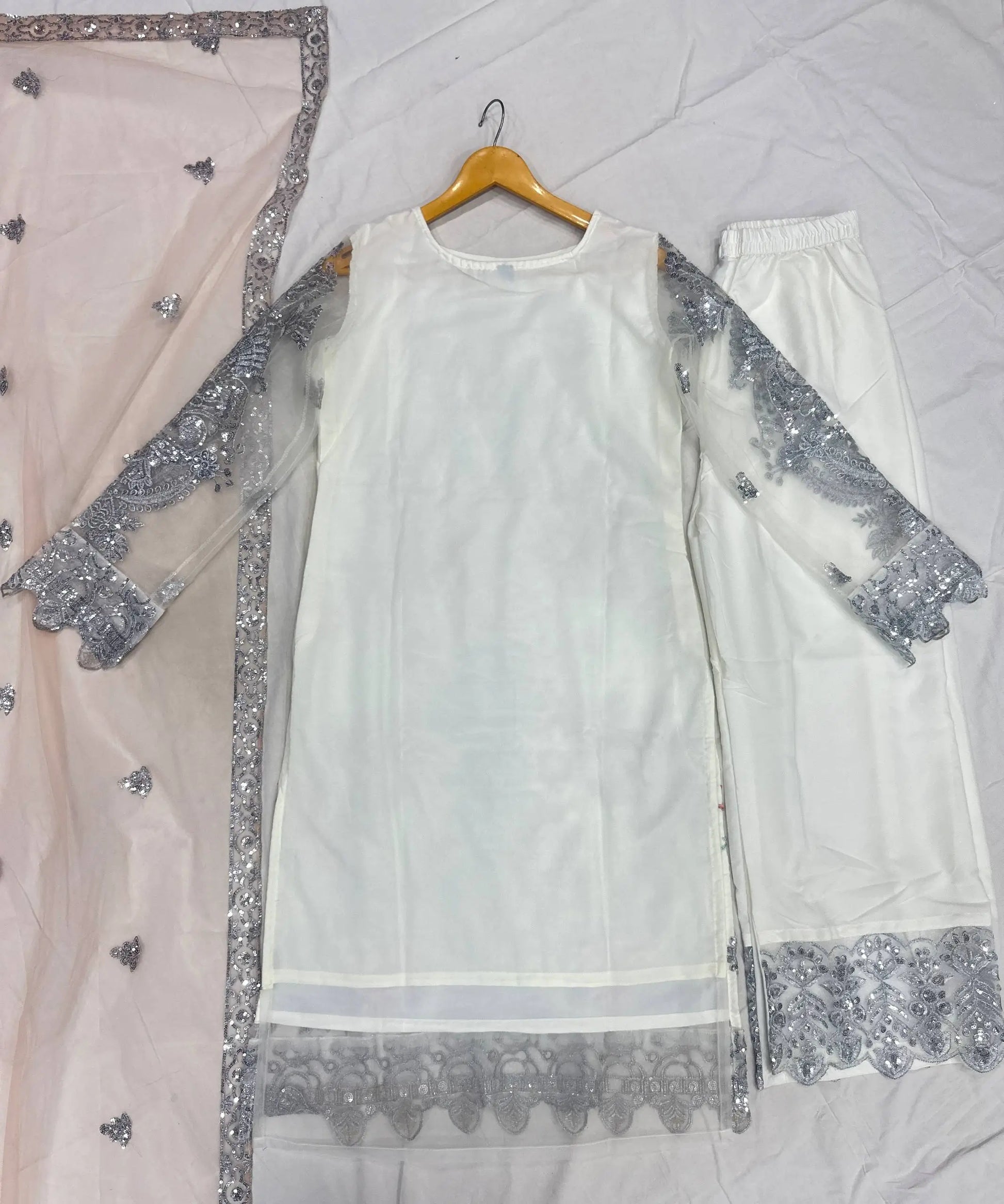 Premium Heavy Net Embroidered Kurti Set for Wedding and Festive Wear