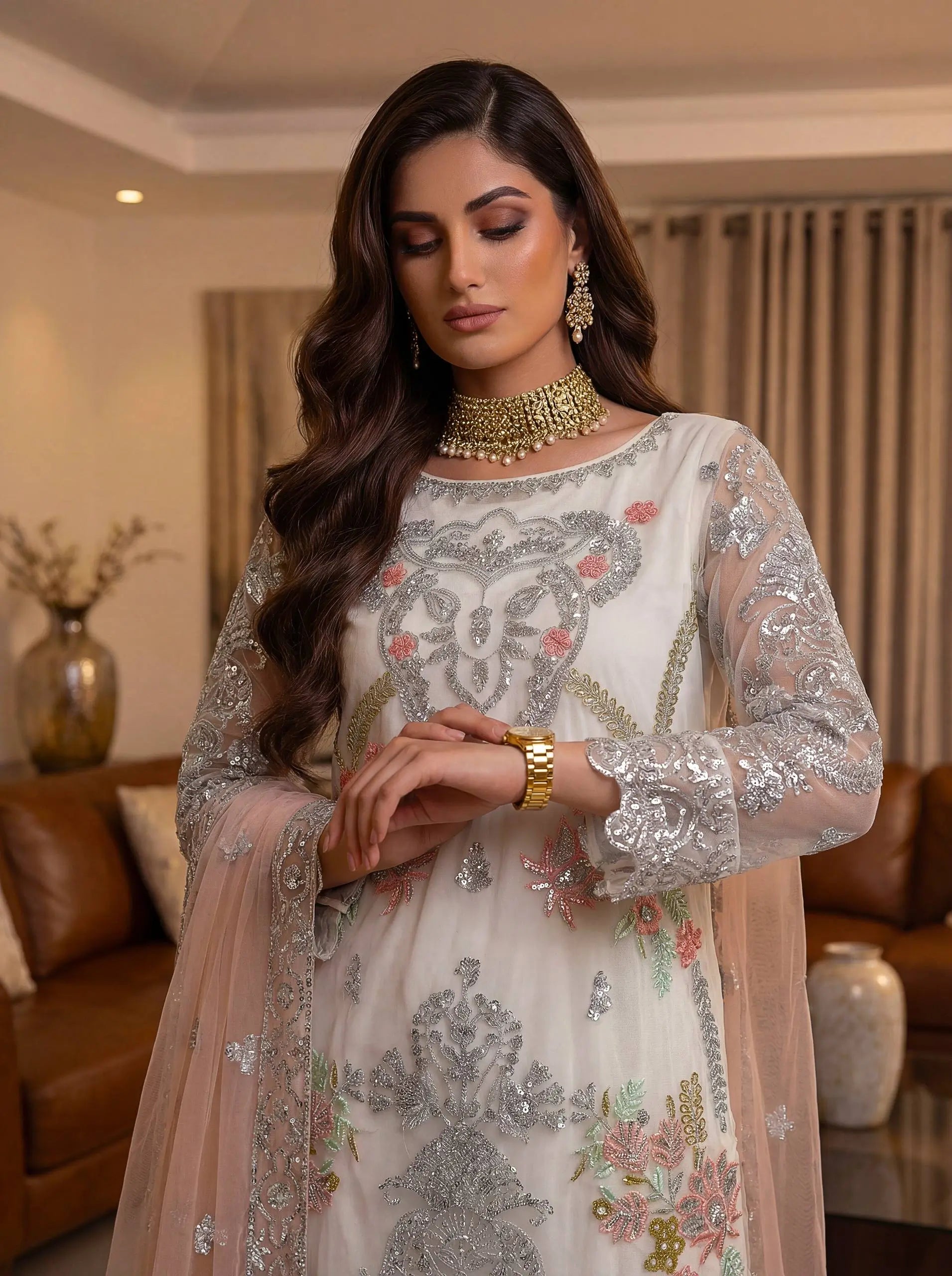Premium Heavy Net Embroidered Kurti Set for Wedding and Festive Wear
