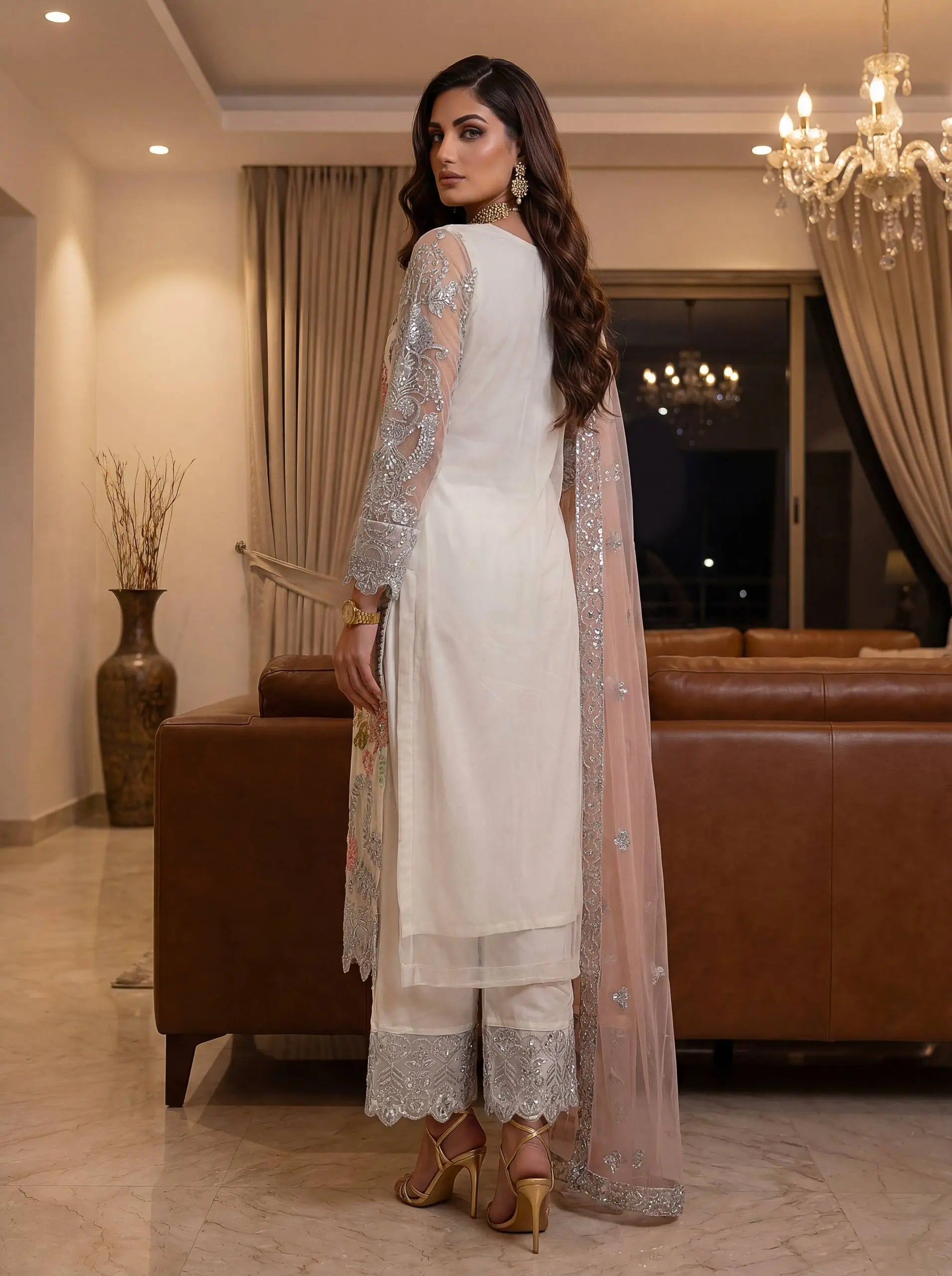 Premium Heavy Net Embroidered Kurti Set for Wedding and Festive Wear
