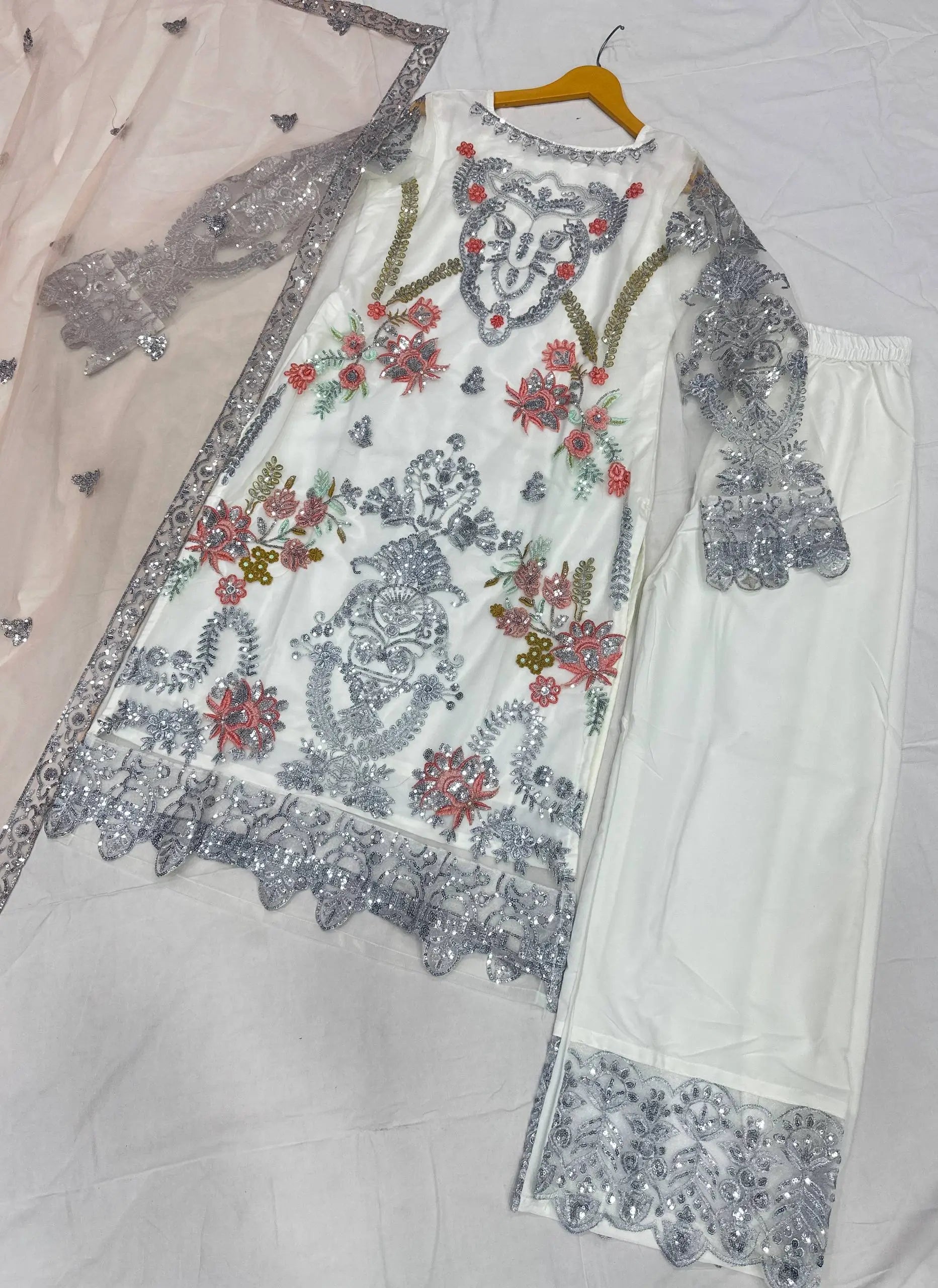 Premium Heavy Net Embroidered Kurti Set for Wedding and Festive Wear