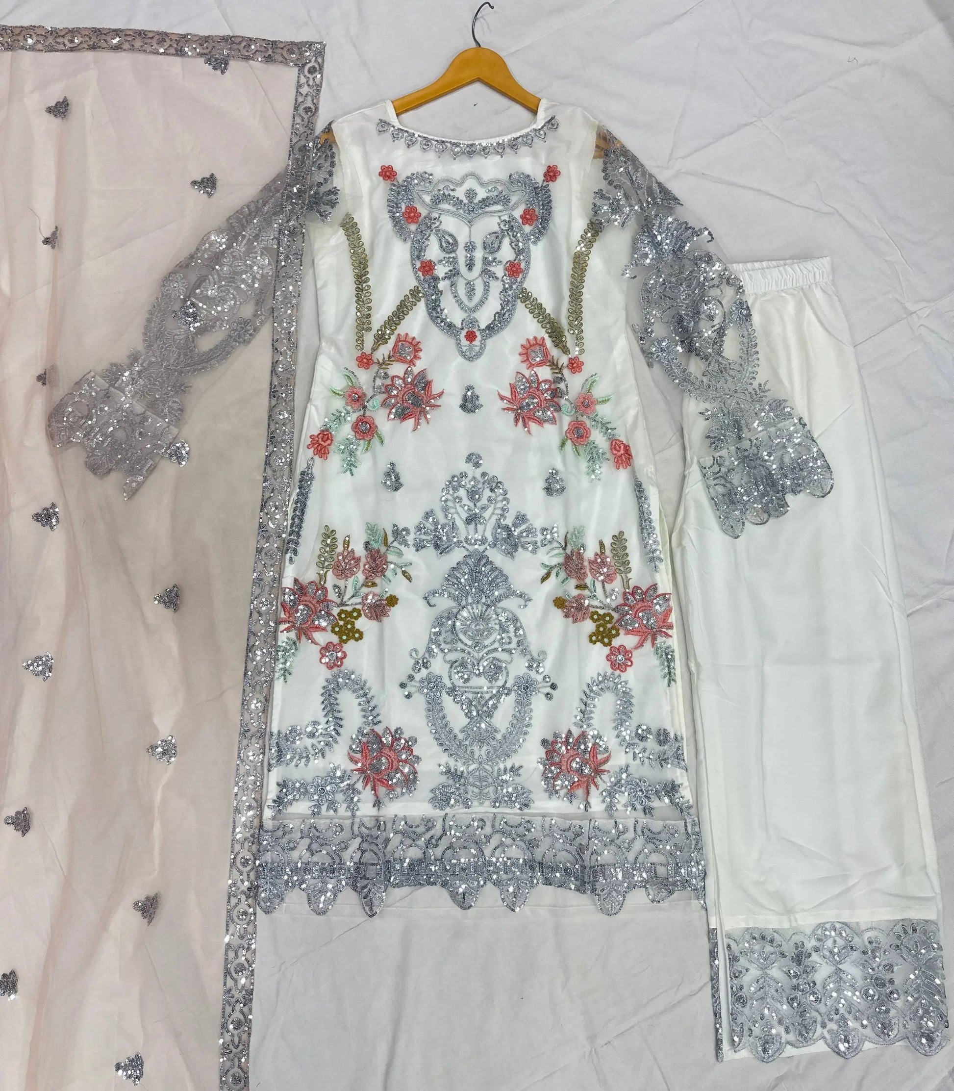 Premium Heavy Net Embroidered Kurti Set for Wedding and Festive Wear