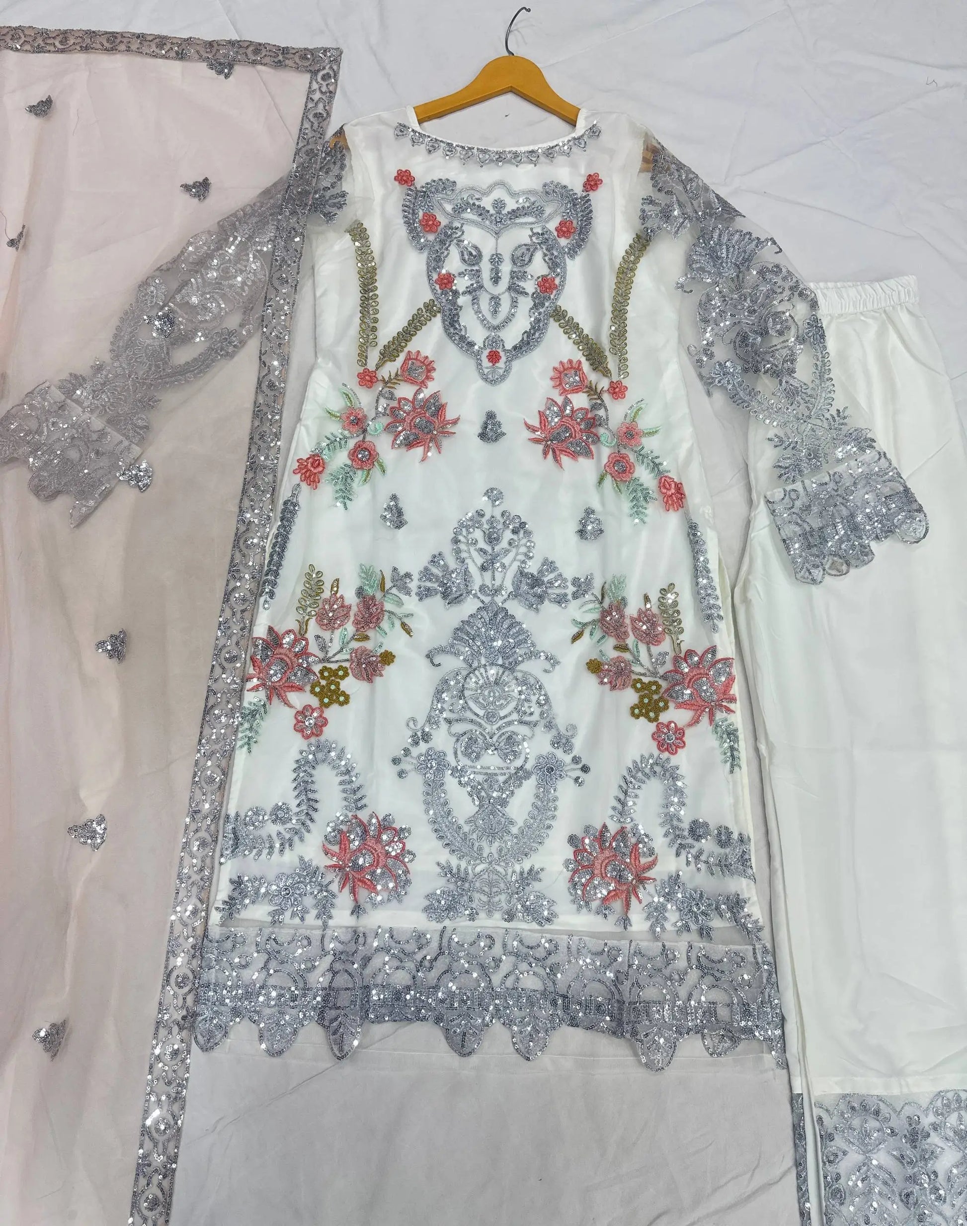 Premium Heavy Net Embroidered Kurti Set for Wedding and Festive Wear