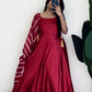 Premium Japan Silk Flared Gown Set with Digital Dupatta for Festive and Party Wear