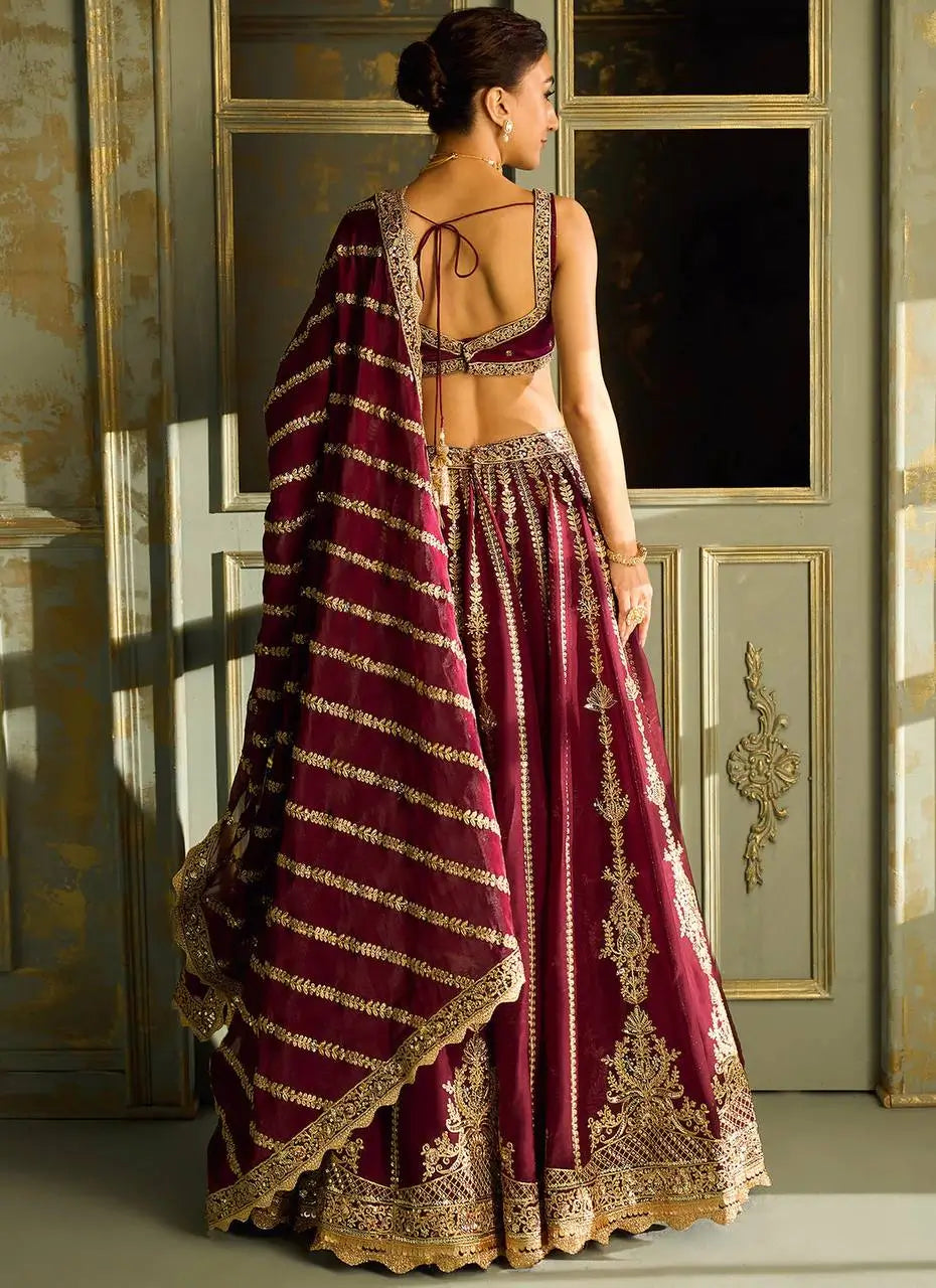 Premium Kasturi Silk Embroidered Lehenga Set