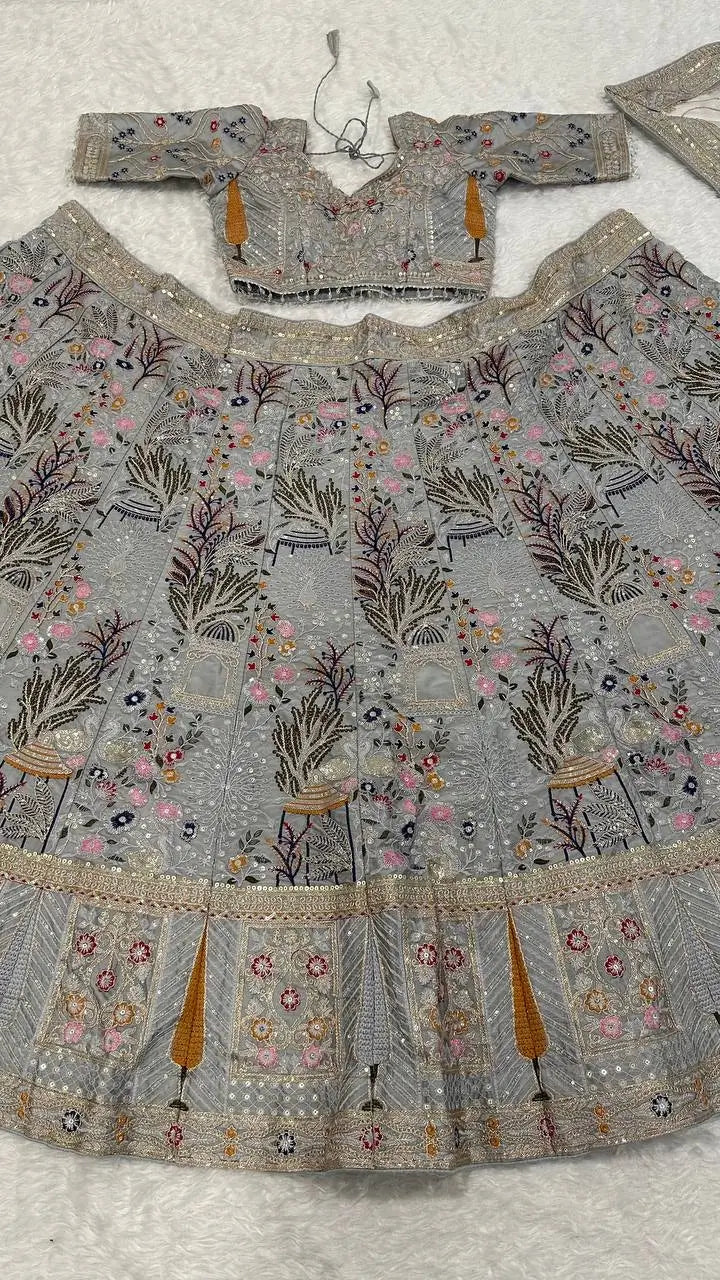 Premium Kasturi Silk Handcrafted Embroidered Lehenga Set