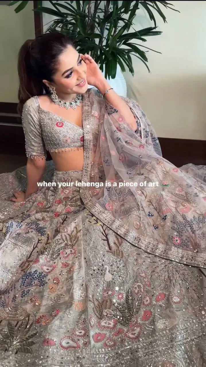 Premium Kasturi Silk Handcrafted Embroidered Lehenga Set