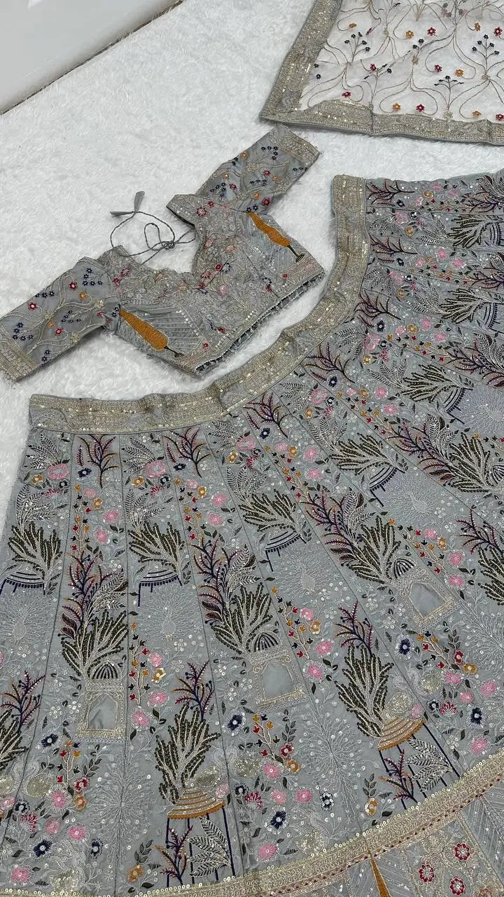 Premium Kasturi Silk Handcrafted Embroidered Lehenga Set