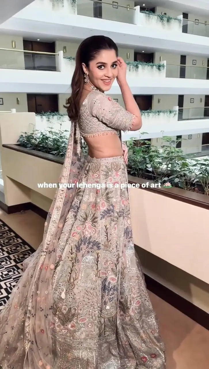 Premium Kasturi Silk Handcrafted Embroidered Lehenga Set