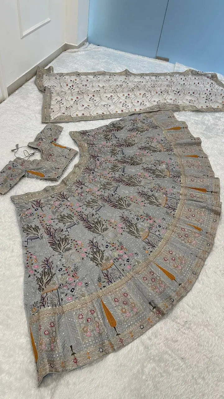 Premium Kasturi Silk Handcrafted Embroidered Lehenga Set