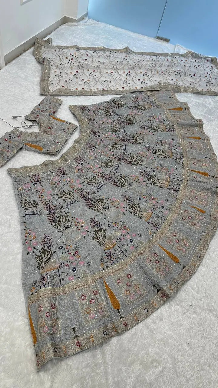 Premium Kasturi Silk Handcrafted Embroidered Lehenga Set