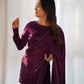 Premium Marble Velvet Pre-Draped Saree with Lace Border and Blouse